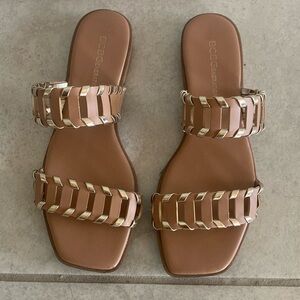 BCBGeneration Lemah Woven Double Band Slide Flat Sandals